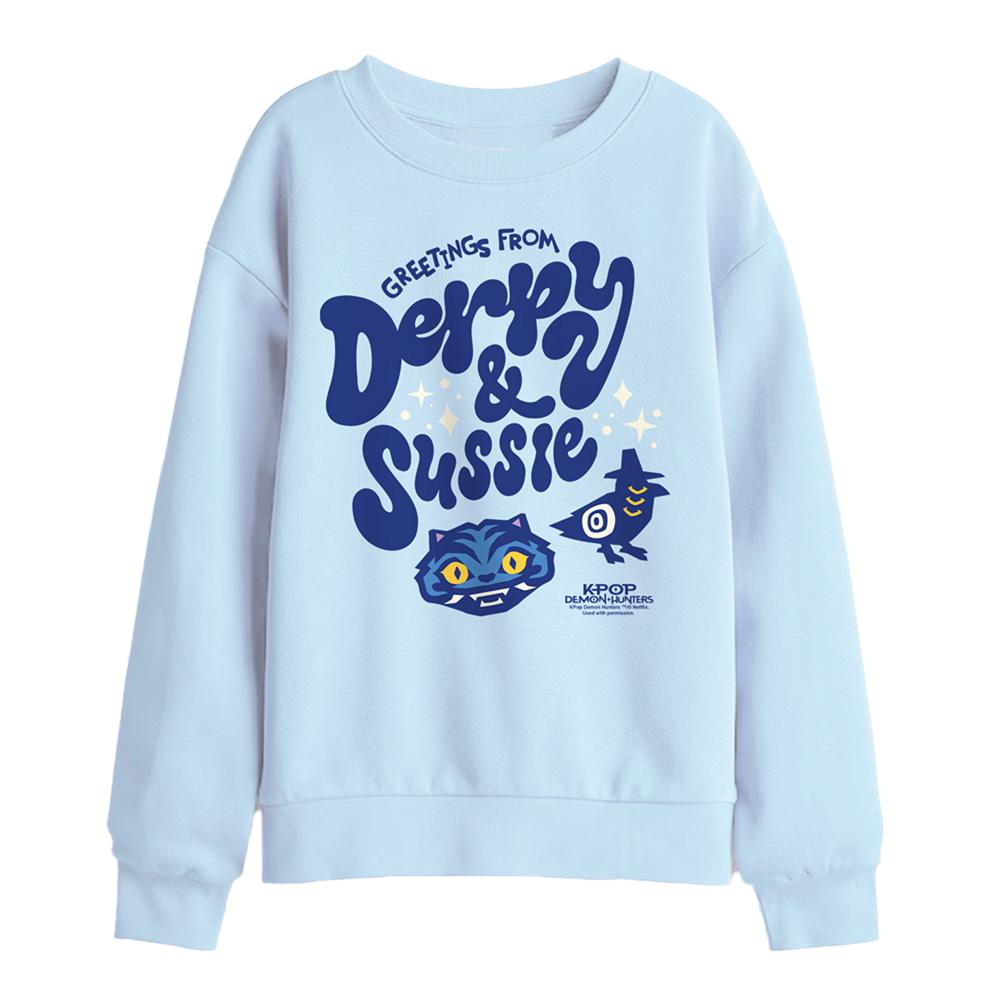 Light Blue - Front - K-Pop Demon Hunters Childrens-Kids Derpy & Sussie Icons Sweatshirt