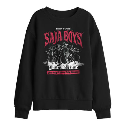 Black - Front - K-Pop Demon Hunters Childrens-Kids Mono Band Saja Boys Sweatshirt