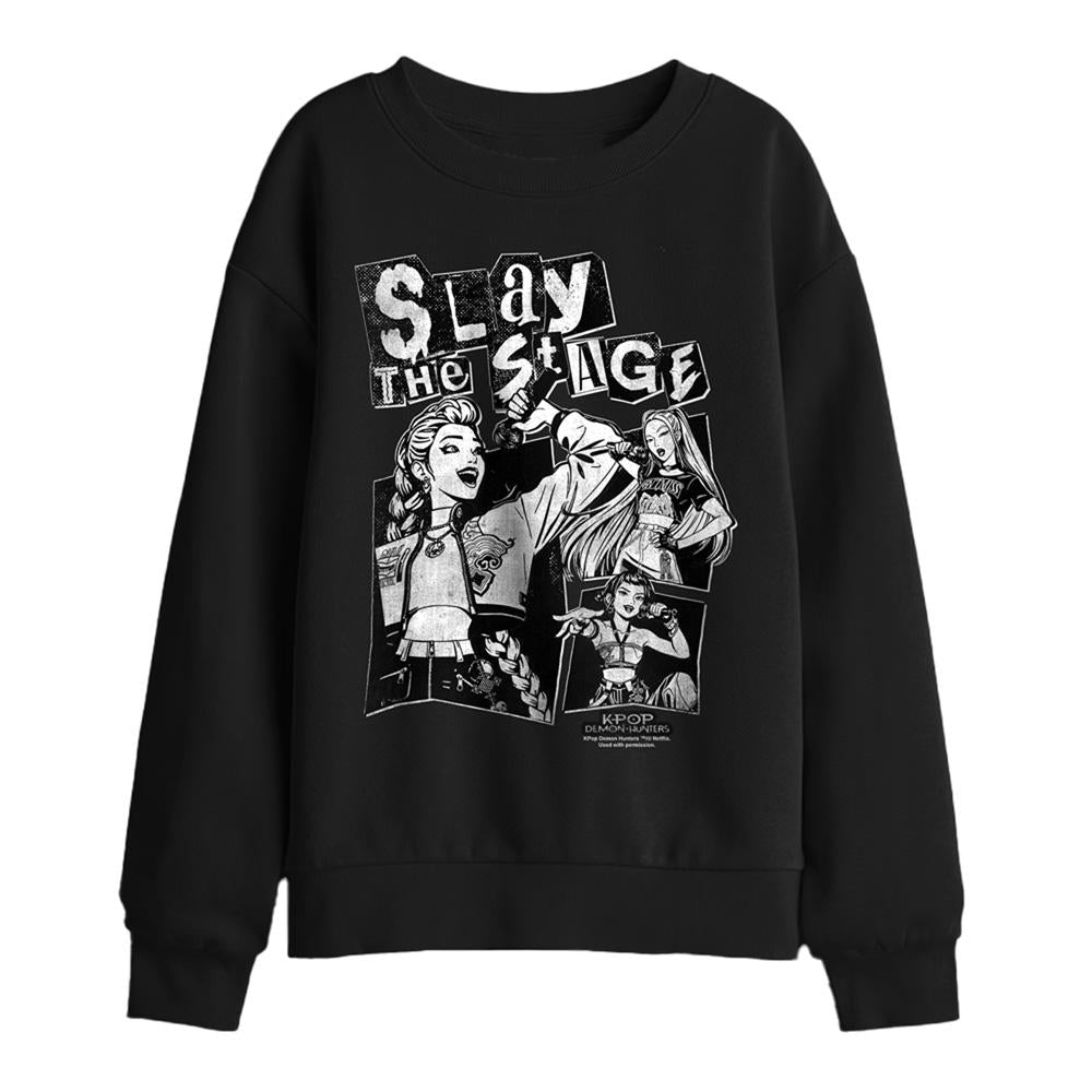 Black - Front - K-Pop Demon Hunters Childrens-Kids Huntrix Slay The Stage Sweatshirt