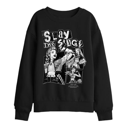 Black - Front - K-Pop Demon Hunters Childrens-Kids Huntrix Slay The Stage Sweatshirt