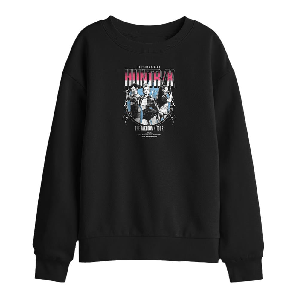 Black - Front - K-Pop Demon Hunters Childrens-Kids Huntrix Takedown Tour Band Sweatshirt