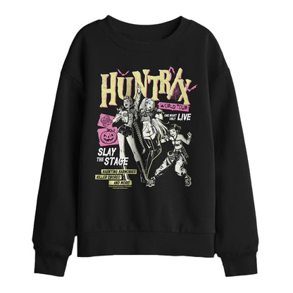 Black - Front - K-Pop Demon Hunters Childrens-Kids Huntrix World Tour Punk Sweatshirt