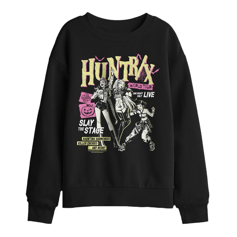 Black - Front - K-Pop Demon Hunters Childrens-Kids Huntrix World Tour Punk Sweatshirt