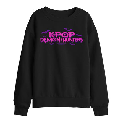 Black - Front - K-Pop Demon Hunters Childrens-Kids Drip Logo Halloween Sweatshirt