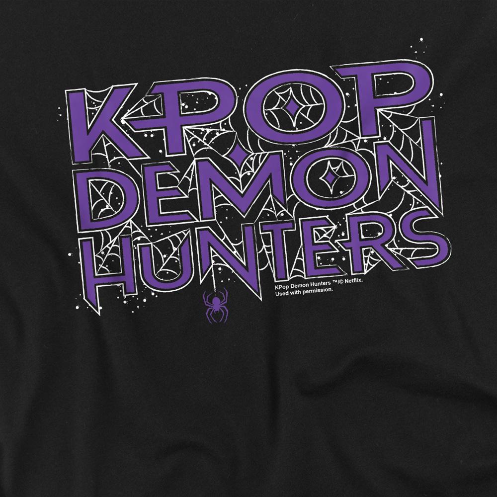 Black - Side - K-Pop Demon Hunters Childrens-Kids Web Logo Halloween Sweatshirt