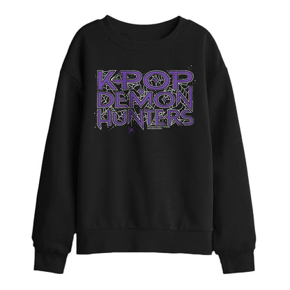 Black - Front - K-Pop Demon Hunters Childrens-Kids Web Logo Halloween Sweatshirt