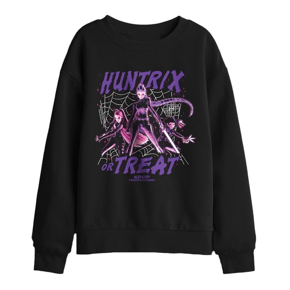 Black - Front - K-Pop Demon Hunters Childrens-Kids Huntrix Or Treat Sweatshirt