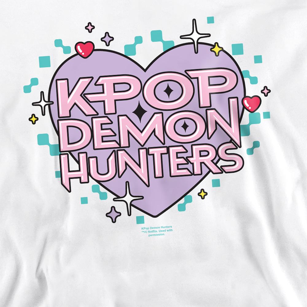 White - Side - K-Pop Demon Hunters Unisex Adult Pixel Hearts Sweatshirt
