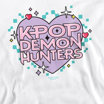 White - Side - K-Pop Demon Hunters Unisex Adult Pixel Hearts Sweatshirt