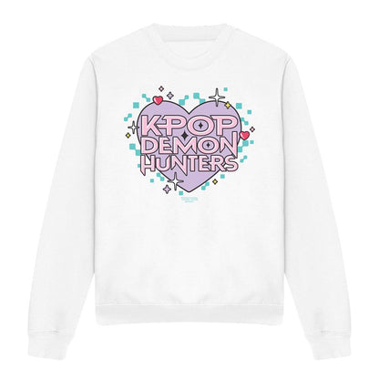 White - Front - K-Pop Demon Hunters Unisex Adult Pixel Hearts Sweatshirt