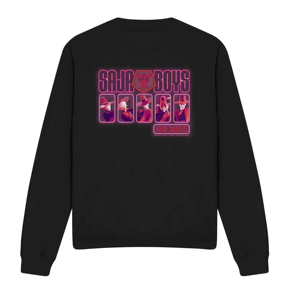 Black - Front - K-Pop Demon Hunters Unisex Adult Saja Boys Glowing Lights Sweatshirt