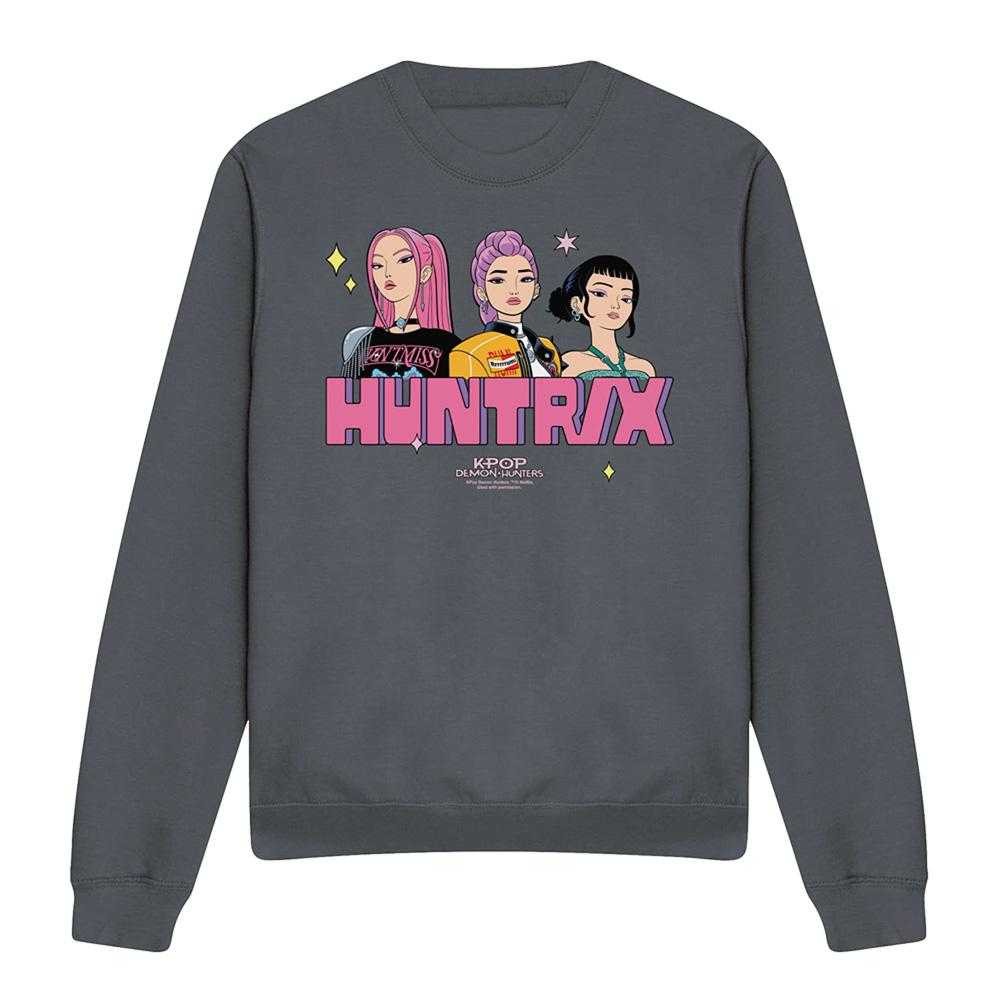 Charcoal - Front - K-Pop Demon Hunters Unisex Adult Huntrix Blocky Glam Sweatshirt