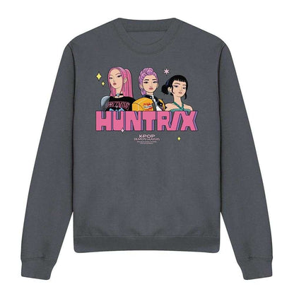 Charcoal - Front - K-Pop Demon Hunters Unisex Adult Huntrix Blocky Glam Sweatshirt