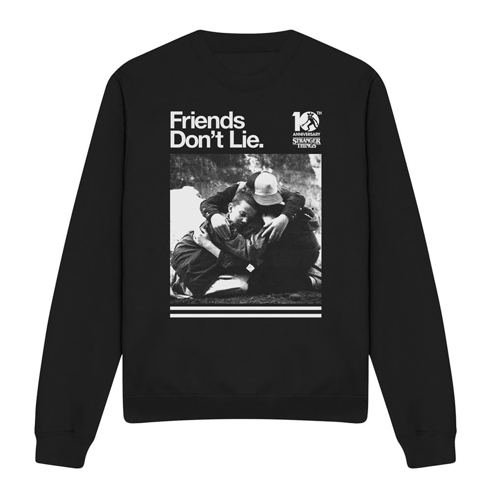 Black - Front - Stranger Things Unisex Adult Friends Don´t Lie 10th Anniversary Sweatshirt