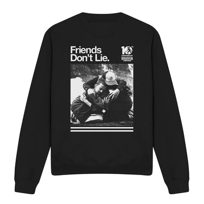 Black - Front - Stranger Things Unisex Adult Friends Don´t Lie 10th Anniversary Sweatshirt