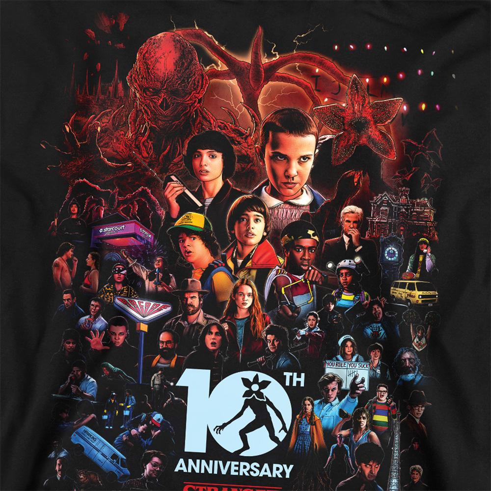 Black - Back - Stranger Things Unisex Adult Poster 10th Anniversary Sweatshirt