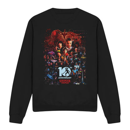 Black - Front - Stranger Things Unisex Adult Poster 10th Anniversary Sweatshirt
