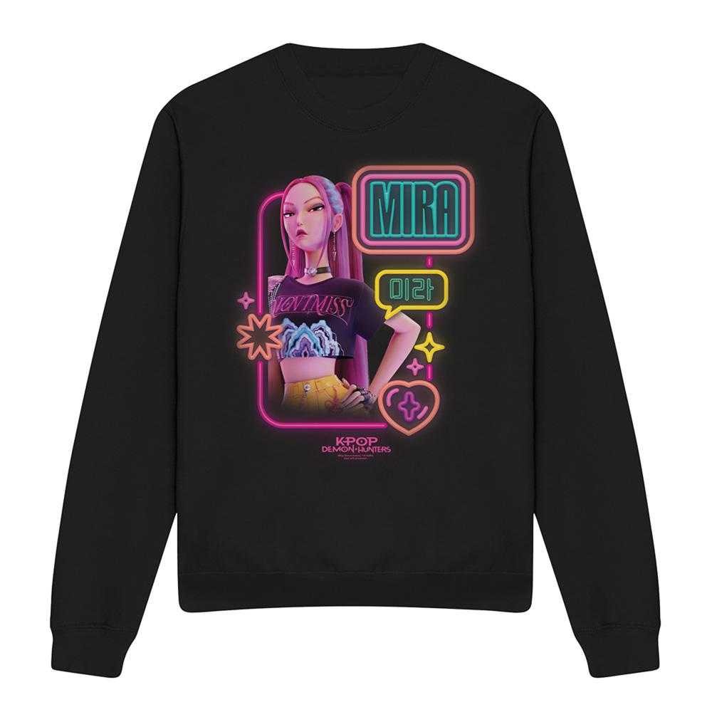 Black - Front - K-Pop Demon Hunters Unisex Adult Mira Glowing Lights Sweatshirt