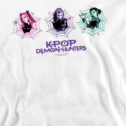 White - Side - K-Pop Demon Hunters Unisex Adult Huntr-X Spider Web Sweatshirt