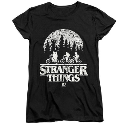 Black - Front - Stranger Things Womens-Ladies Upside Down Fitted 10th Anniversary T-Shirt