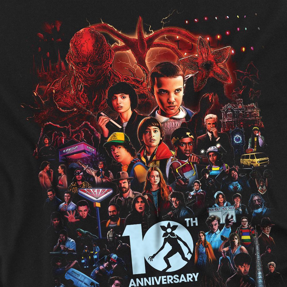 Black - Back - Stranger Things Unisex Adult Poster Long-Sleeved 10th Anniversary T-Shirt
