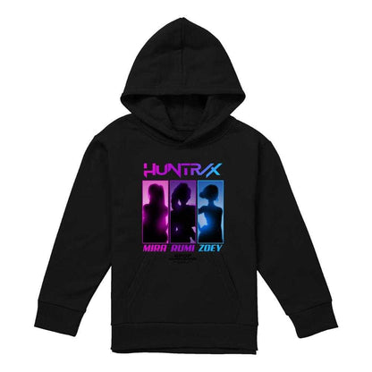Black - Front - K-Pop Demon Hunters Childrens-Kids Huntr-X Spotlight Pullover Hoodie