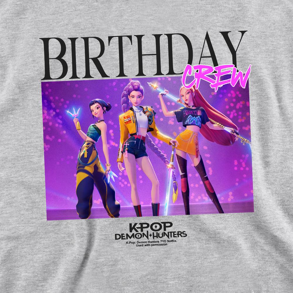 Athletic Heather - Side - K-Pop Demon Hunters Childrens-Kids Huntrix Birthday Crew Group Pullover Hoodie