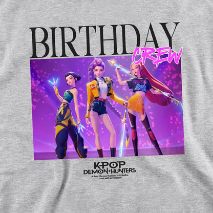 Athletic Heather - Side - K-Pop Demon Hunters Childrens-Kids Huntrix Birthday Crew Group Pullover Hoodie