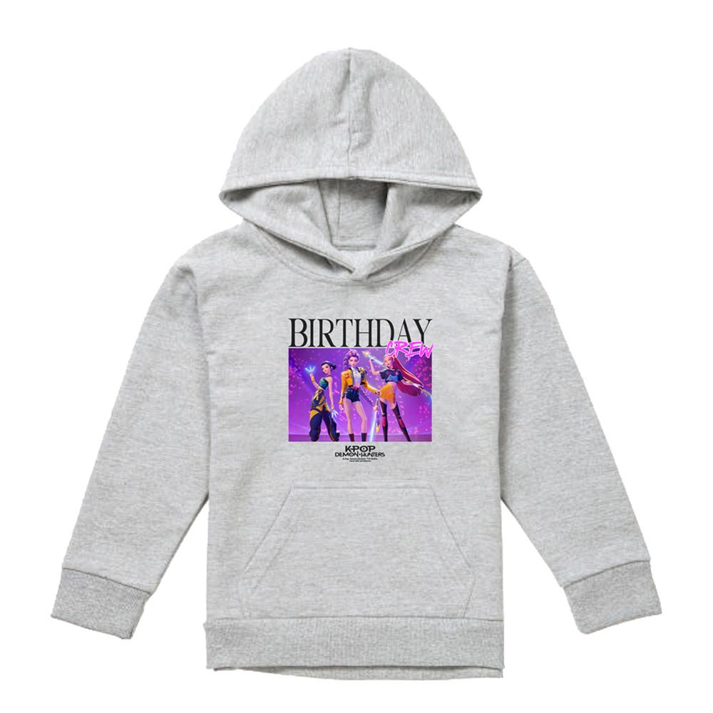 Athletic Heather - Front - K-Pop Demon Hunters Childrens-Kids Huntrix Birthday Crew Group Pullover Hoodie