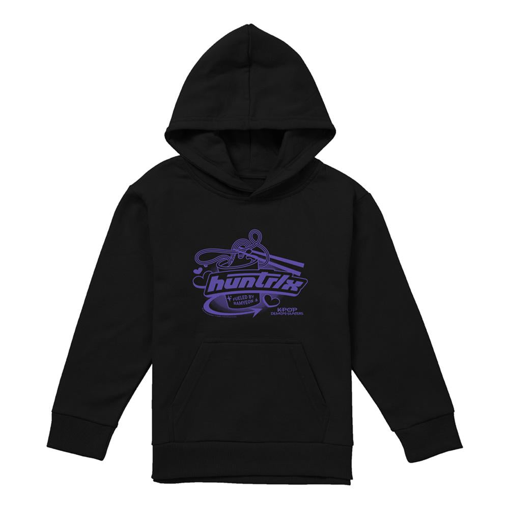 Black - Front - K-Pop Demon Hunters Childrens-Kids Huntrix Fueled By Ramyeon Pullover Hoodie