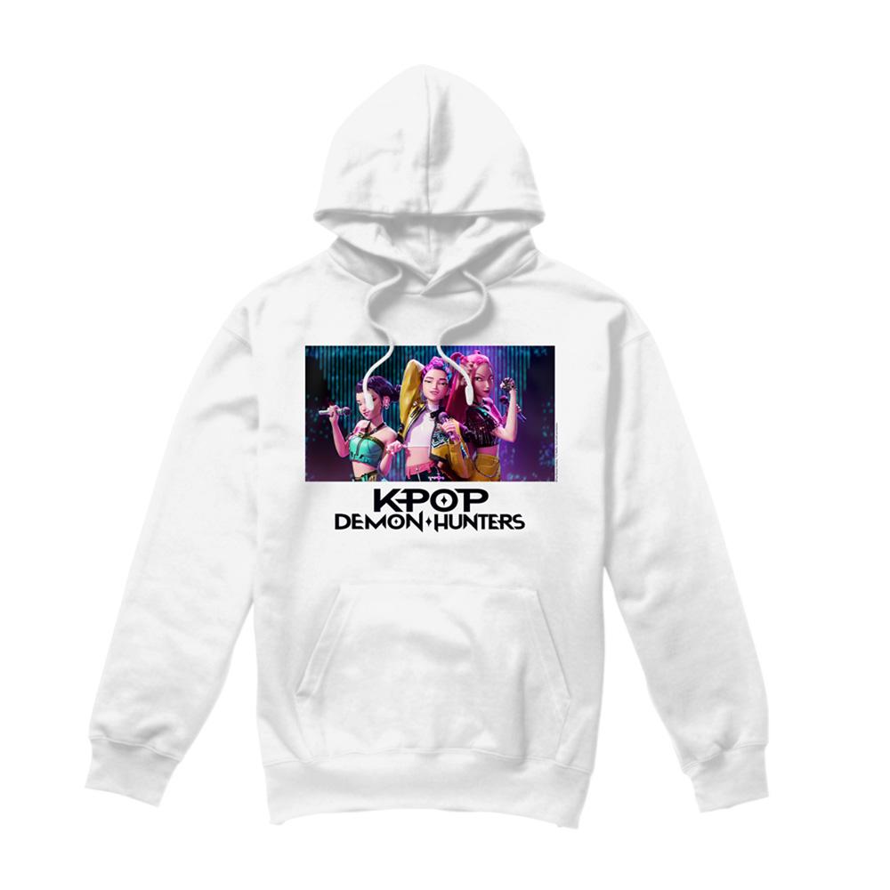 White - Front - K-Pop Demon Hunters Unisex Adult Huntrix Group Singing Hoodie