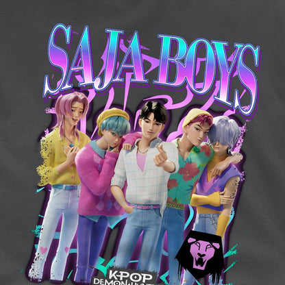 Charcoal - Side - K-Pop Demon Hunters Childrens-Kids Saja Boys Logo T-Shirt