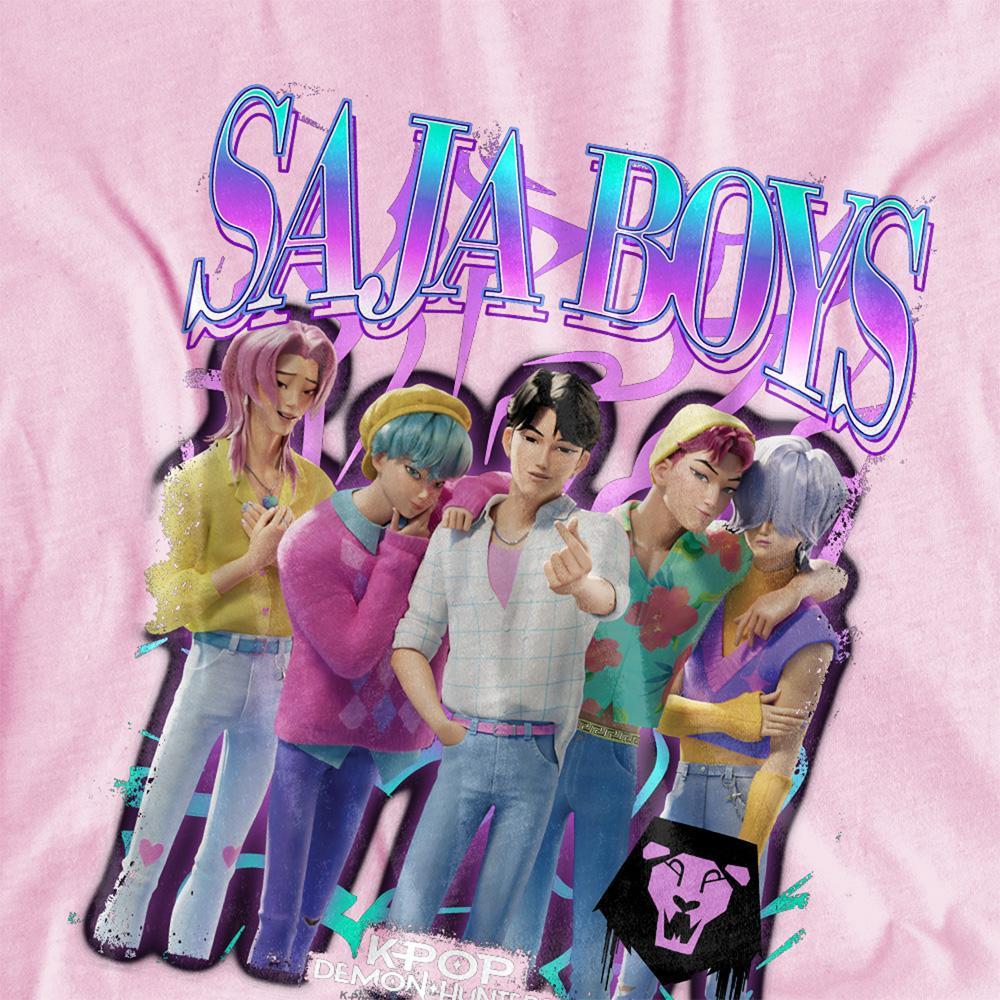 Pink - Side - K-Pop Demon Hunters Childrens-Kids Saja Boys Logo T-Shirt