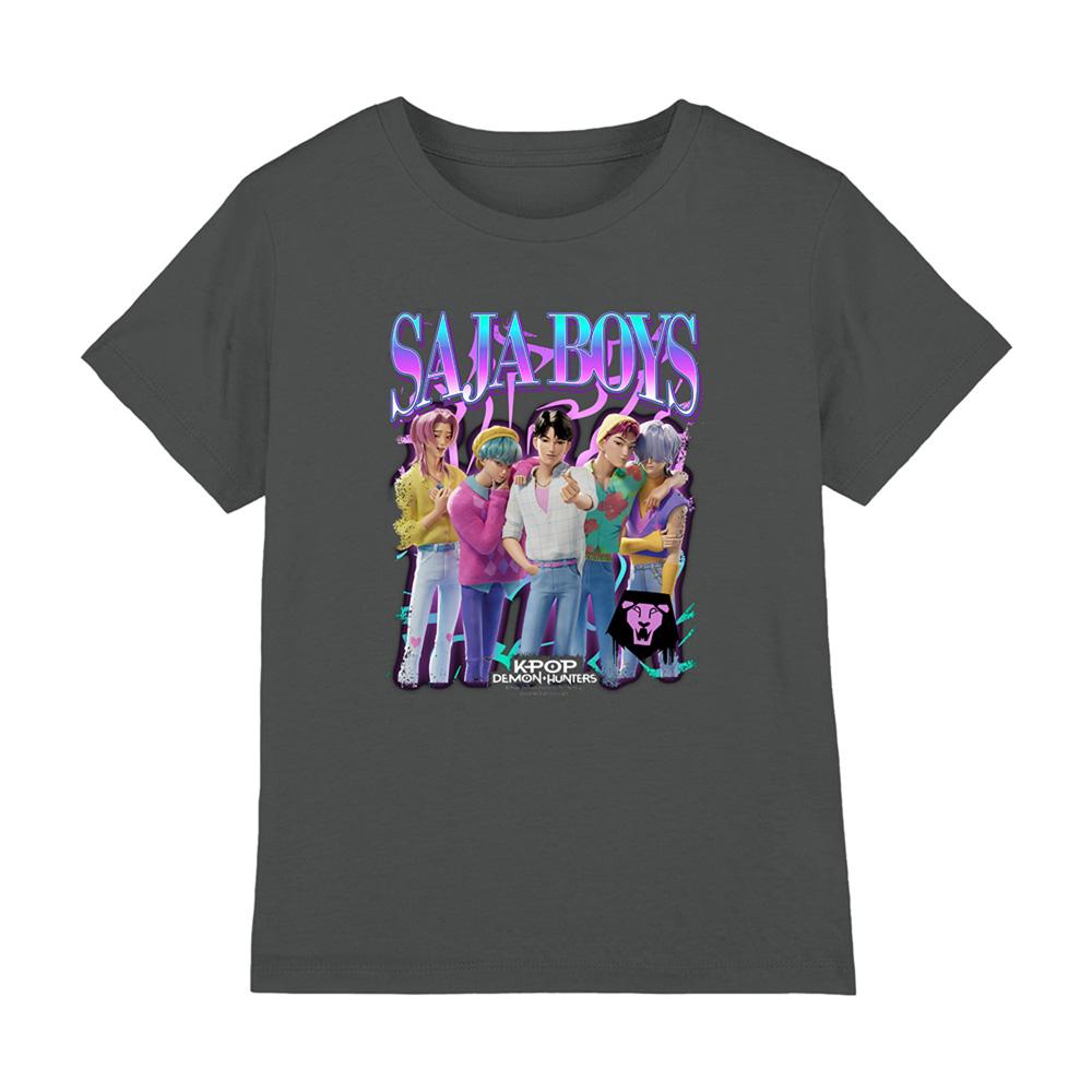 Charcoal - Front - K-Pop Demon Hunters Childrens-Kids Saja Boys Logo T-Shirt
