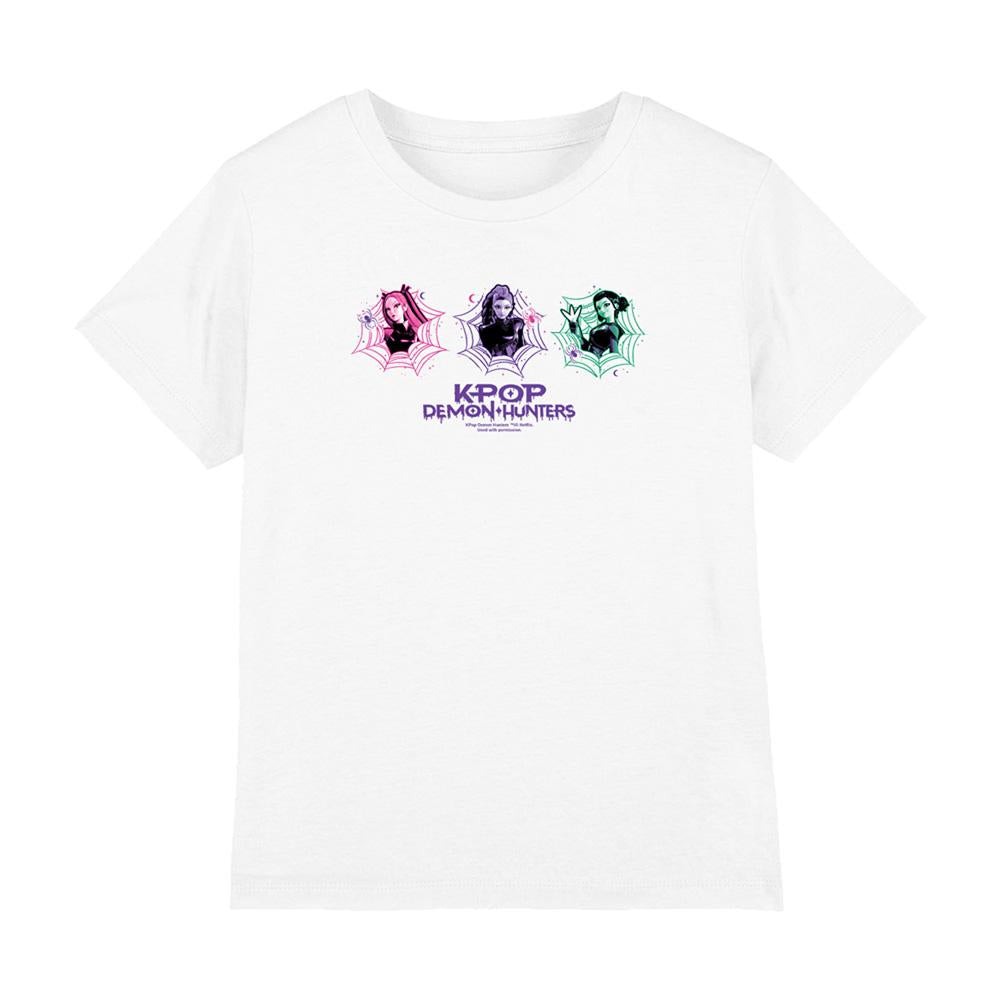 White - Front - K-Pop Demon Hunters Childrens-Kids Huntr-X Spider Web T-Shirt