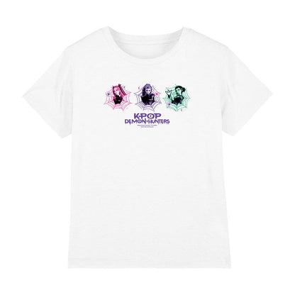 White - Front - K-Pop Demon Hunters Childrens-Kids Huntr-X Spider Web T-Shirt