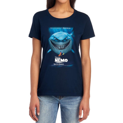 Navy - Back - Finding Nemo Womens-Ladies Movie Poster Fitted T-Shirt