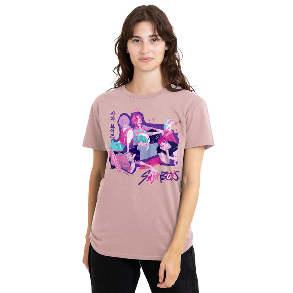 Pink - Side - K-Pop Demon Hunters Womens-Ladies Scrapbook Group Saja Boys Scrapbook T-Shirt