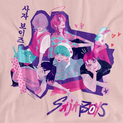 Pink - Pack Shot - K-Pop Demon Hunters Womens-Ladies Scrapbook Group Saja Boys Scrapbook T-Shirt