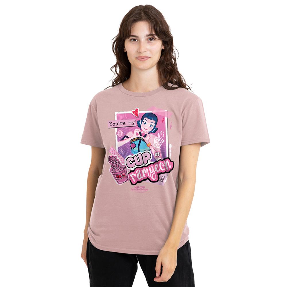 Pink - Side - K-Pop Demon Hunters Womens-Ladies Scrapbook Ramyeon Zoey T-Shirt