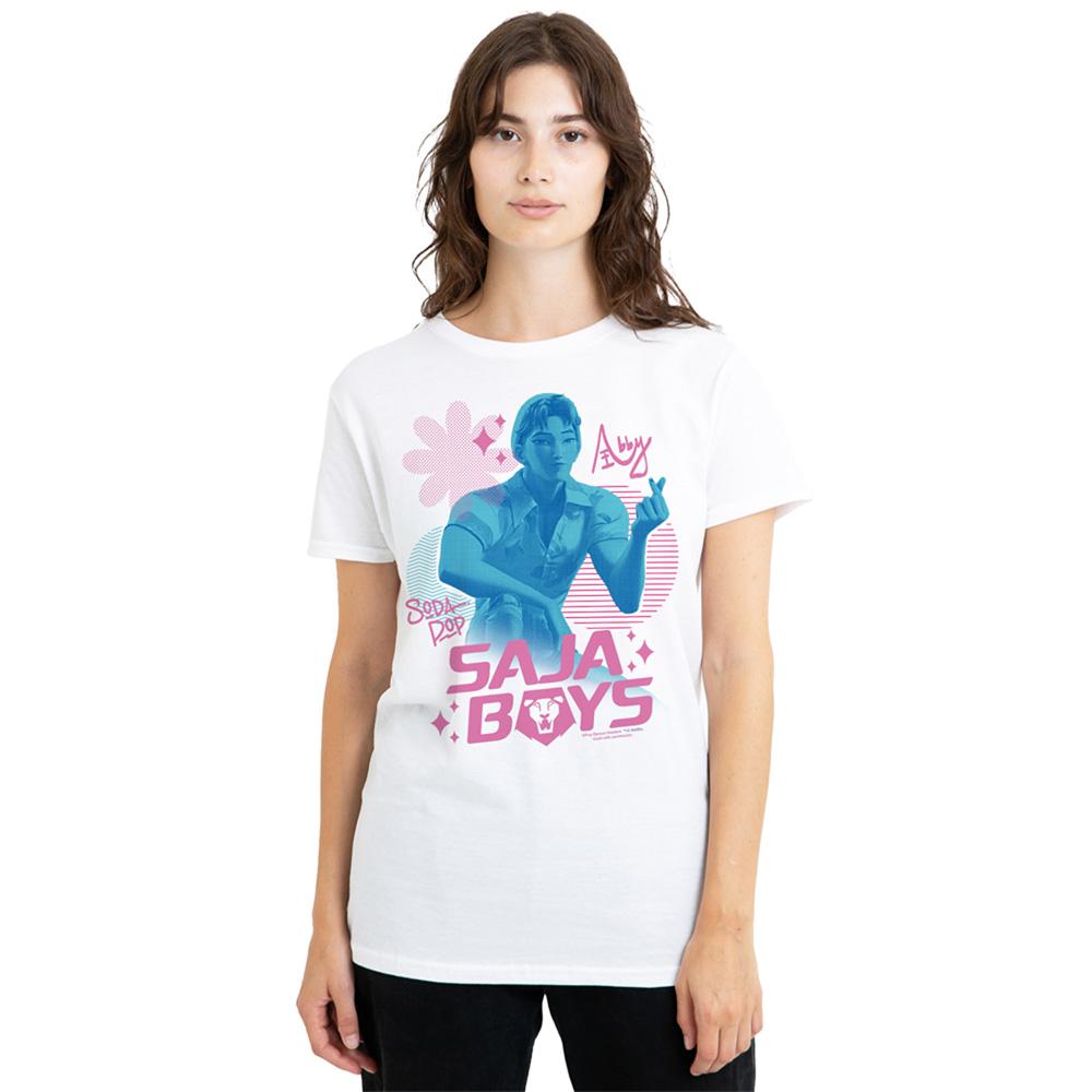 White - Side - K-Pop Demon Hunters Womens-Ladies Saja Boys Soda Pop Romance Regular T-Shirt