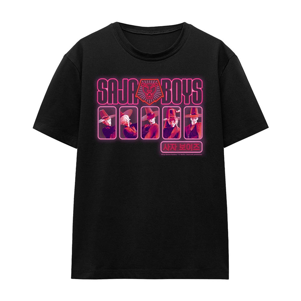 Black - Front - K-Pop Demon Hunters Womens-Ladies Saja Boys Glowing Lights T-Shirt