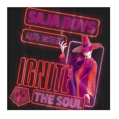 Black - Side - K-Pop Demon Hunters Womens-Ladies Saja Boys Jinu Glowing Lights T-Shirt