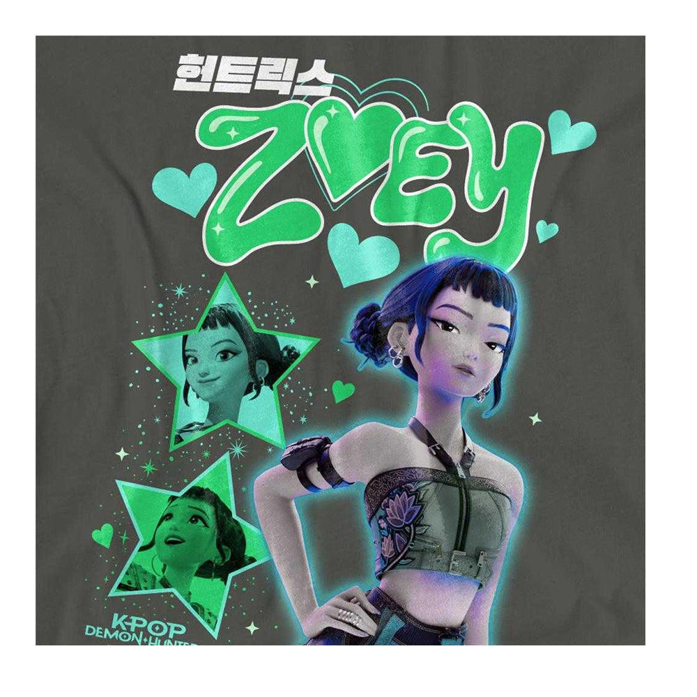 Charcoal - Side - K-Pop Demon Hunters Womens-Ladies Huntrix Zoey Popstar T-Shirt