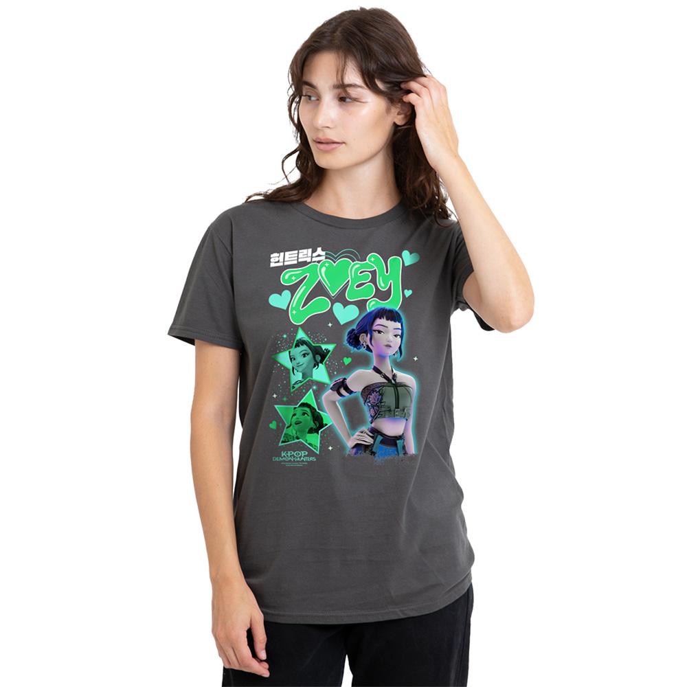Charcoal - Lifestyle - K-Pop Demon Hunters Womens-Ladies Huntrix Zoey Popstar T-Shirt