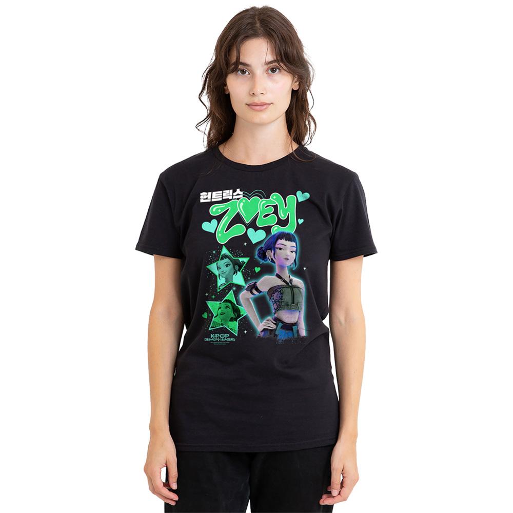 Black - Lifestyle - K-Pop Demon Hunters Womens-Ladies Huntrix Zoey Popstar T-Shirt