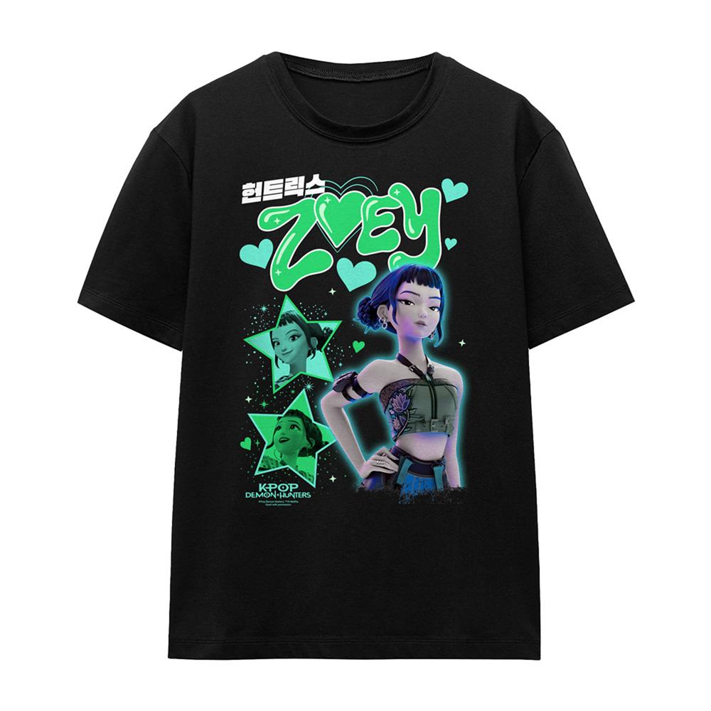 Black - Front - K-Pop Demon Hunters Womens-Ladies Huntrix Zoey Popstar T-Shirt