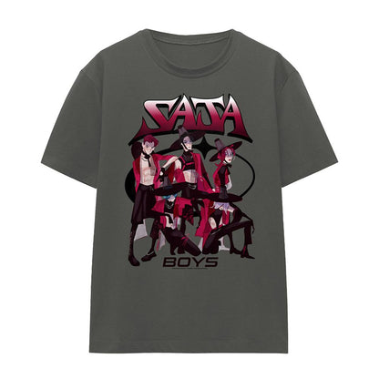 Charcoal - Front - K-Pop Demon Hunters Womens-Ladies Demon Group Saja Boys T-Shirt