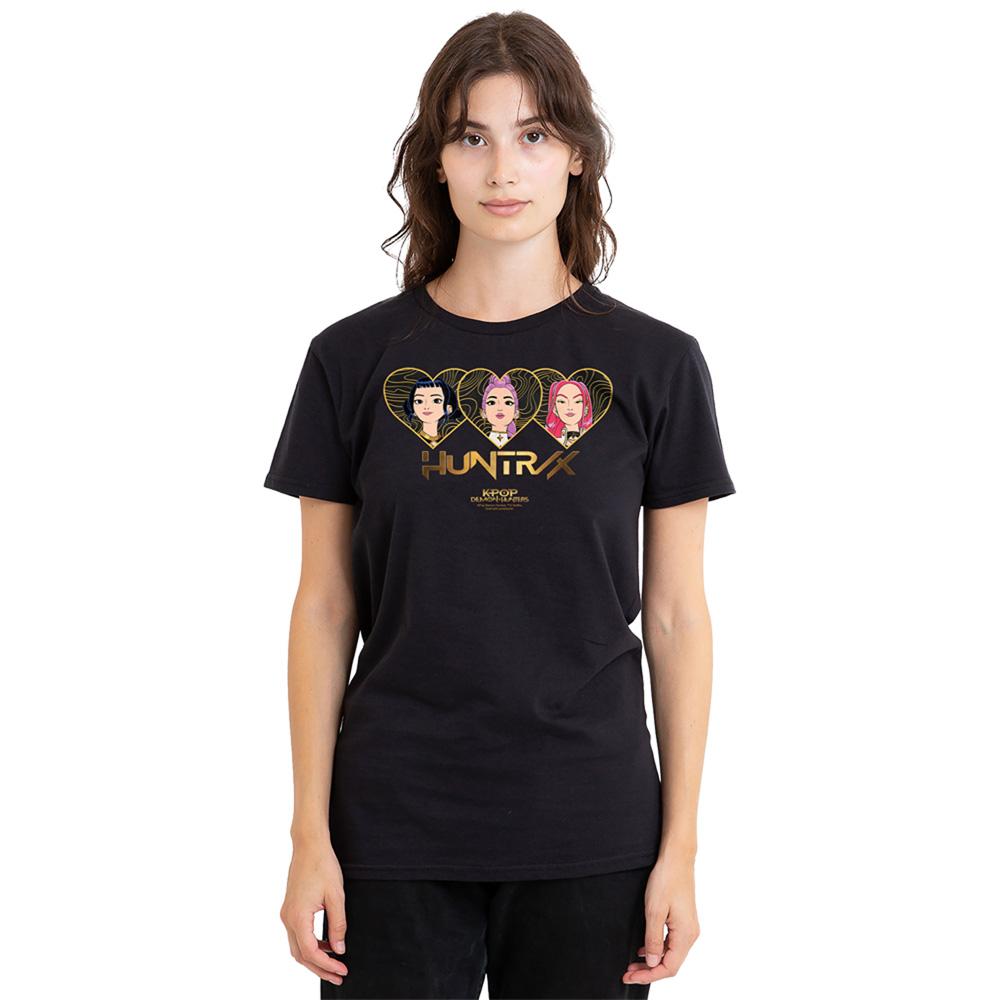 Black - Lifestyle - K-Pop Demon Hunters Womens-Ladies Golden Huntr-X Hearts Regular T-Shirt