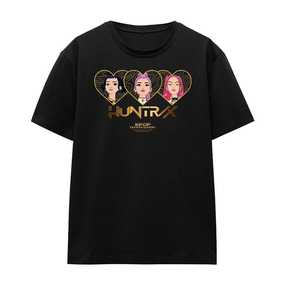 Black - Front - K-Pop Demon Hunters Womens-Ladies Golden Huntr-X Hearts Regular T-Shirt